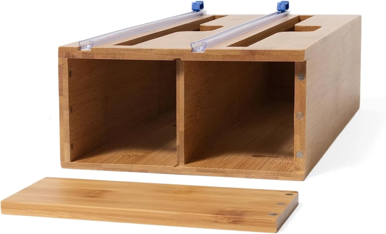Lipper International Bamboo Dispenser with Cutter for Aluminum Foil, Plastic Wrap, or Wax Paper, 2-in-1, 13 7/8" x 6 3/4" x 4"