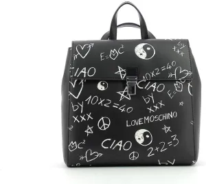 Love Moschino Women's Black Embroidered & Jeweled Logo Book Bag Backpack