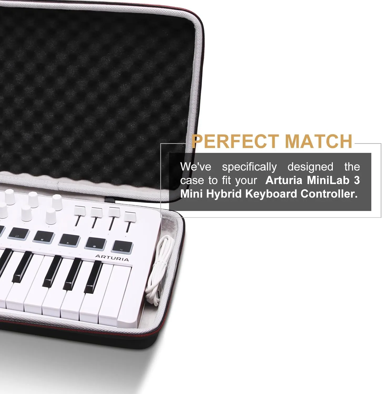 LTGEM Controller Case for Arturia MiniLab 3 Mini Hybrid Keyboard Controller - Hard Storage Travel Protective Carrying Bag