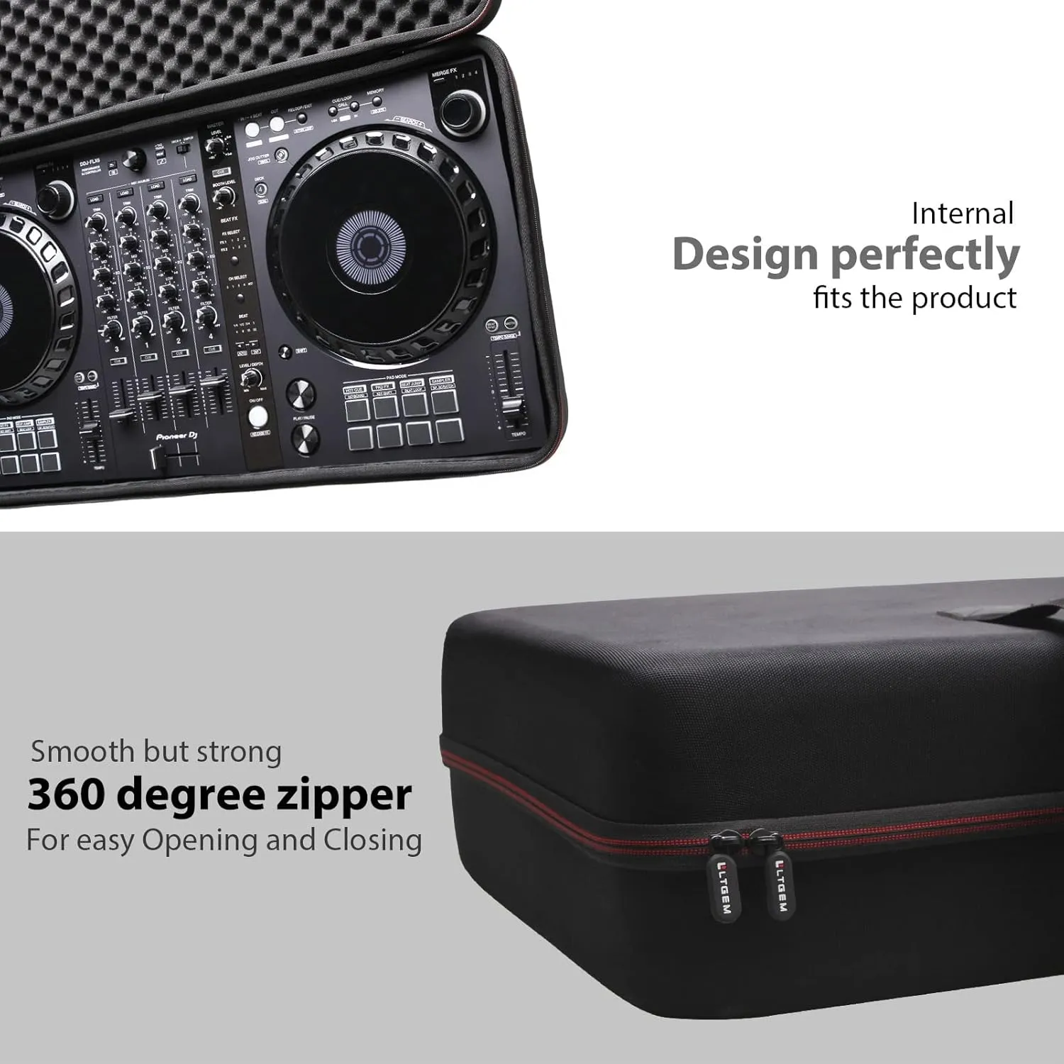 LTGEM EVA Hard Case Compatible with RANE ONE, Pioneer DJ DDJ-1000 or DDJ-FLX10 or DDJ-FLX6-GT, Hercules Inpulse T7 2 Deck Protective Carrying Storage Bag, Case Only! (28.7×14.9×5.8 inch)