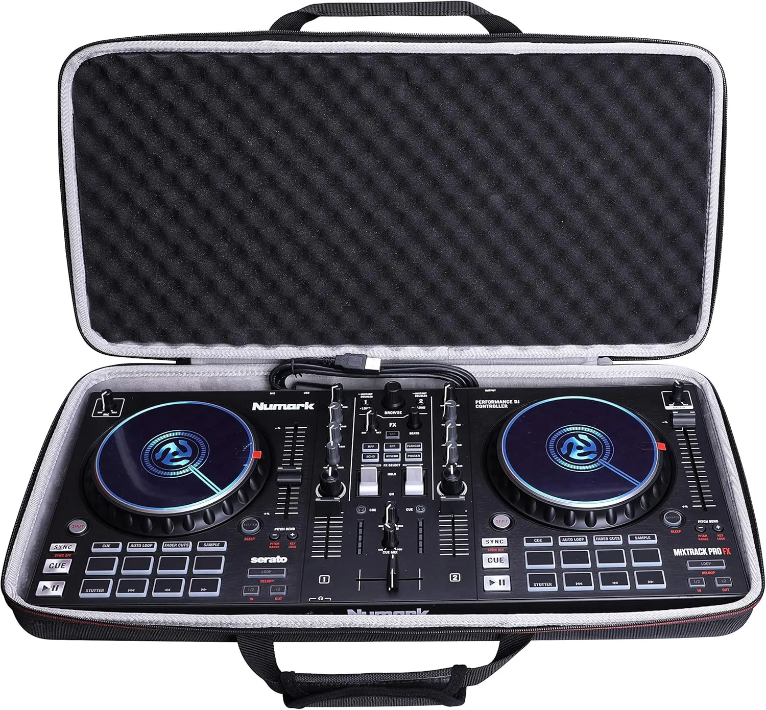 LTGEM EVA Hard Case for Numark Mixtrack Pro FX – 2 Deck DJ Controller - Protective Carrying Storage Bag (Not Compatible Other Model)