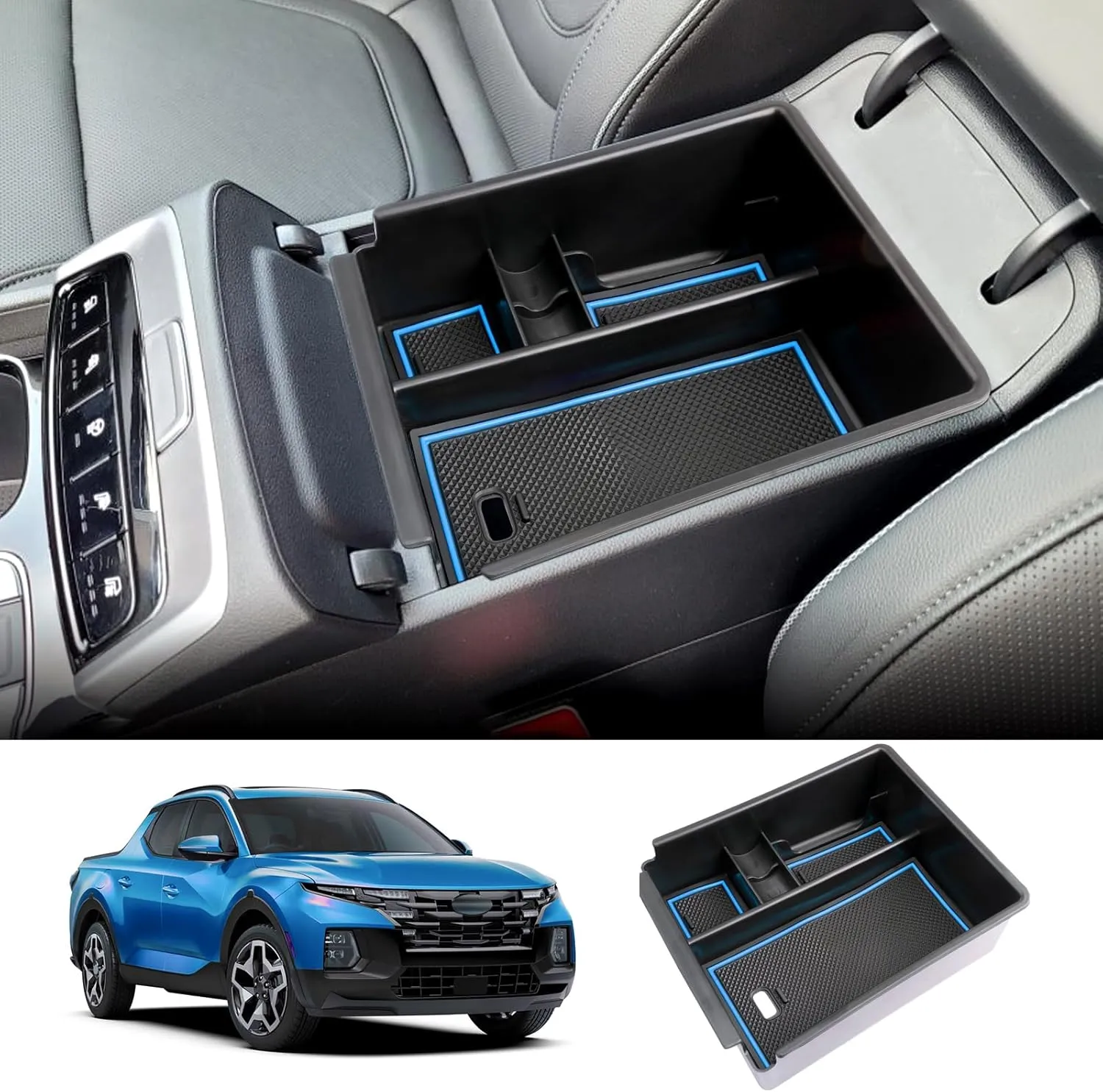 LUWU 2023 2024 Hynudai Santa Cruz Center Console Organizer 2022-2024 Santa Cruz Armrest Storage Santa Cruz Console Organizer Tray Santa Cruz Armrest Organizer 2023 2024 Santa Cruz Accessories (Blue)