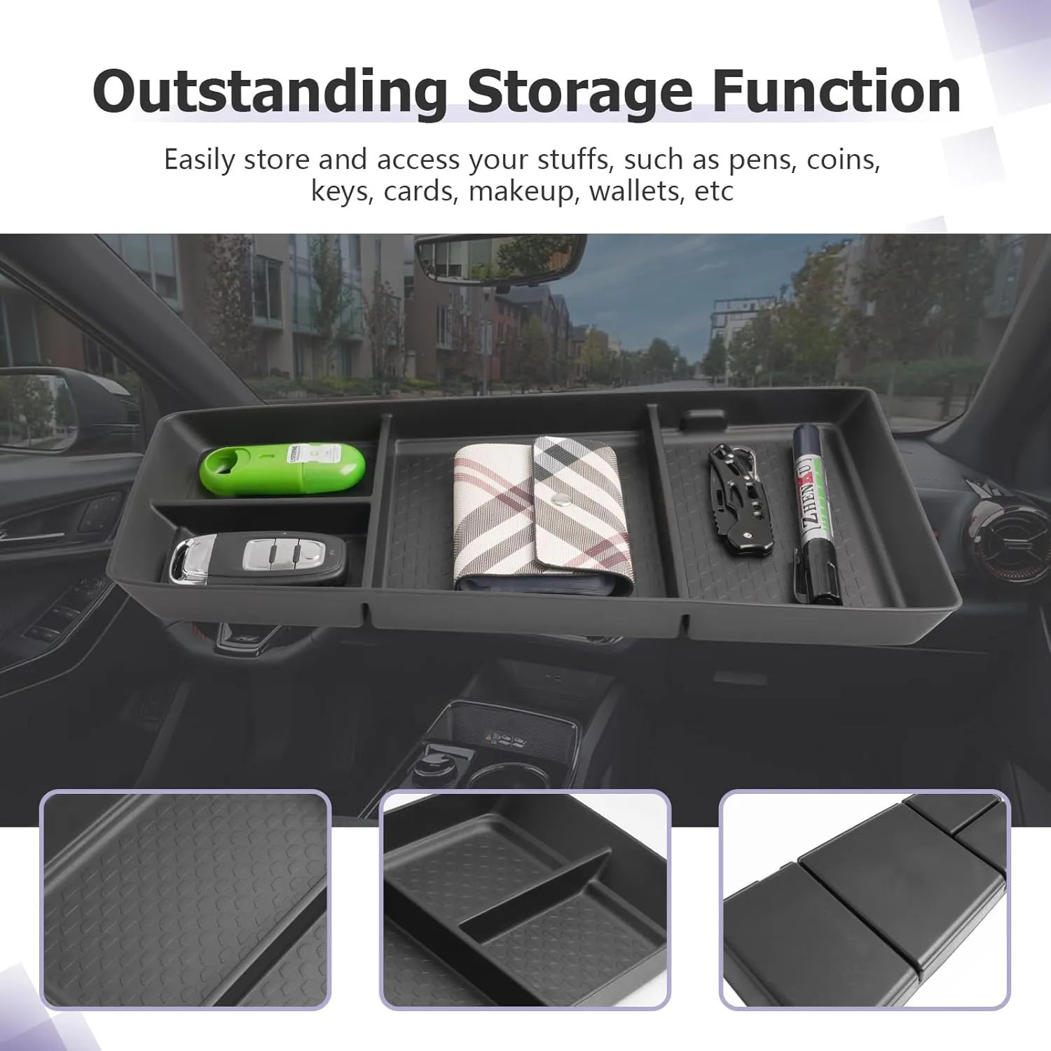 LUWU 2025 Equinox Center Console Organizer Compatible with 2025 Chevrolet Equinox Accessories Under Console Tray Armrest Console Organizer Equinox 2025 Accessories 2Pack (Not for EV Model)