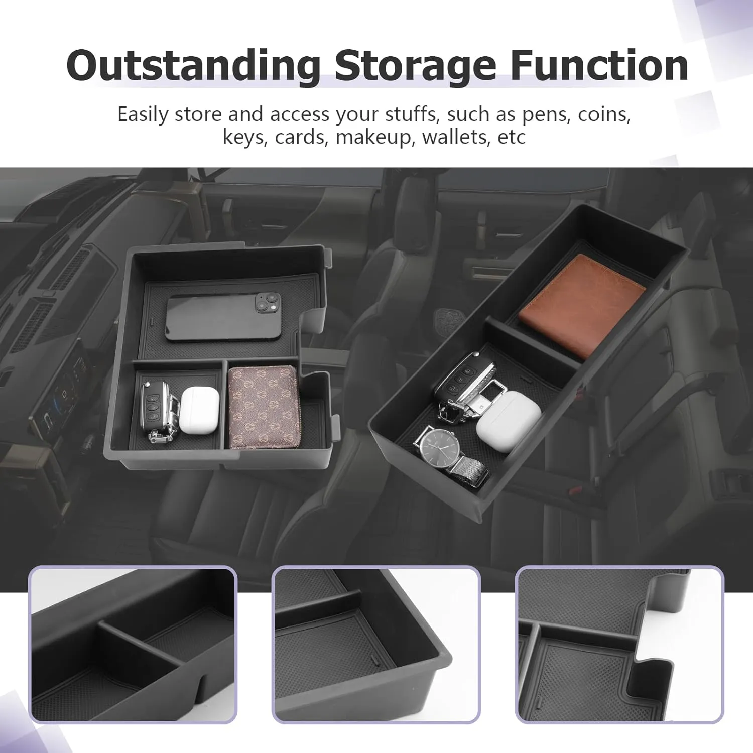 LUWU 2025 GMC Hummer EV Accessories Set Compatible with 2022 2023 2024 2025 GMC Hummer EV Accessories Hummer EV Dashboard Organizer 1PC & Hummer EV Center Console Organizer 1PC