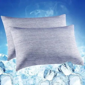 LUXEAR Cooling Pillow Cases King Size, 2 Pack Arc-Chill Cool Pillow Cases with Double-Side Design [Cooling & Cotton], Anti-Static, Skin-Friendly, Hidden Zipper Cold Pillow Cases for Hot Sleepers -Blue