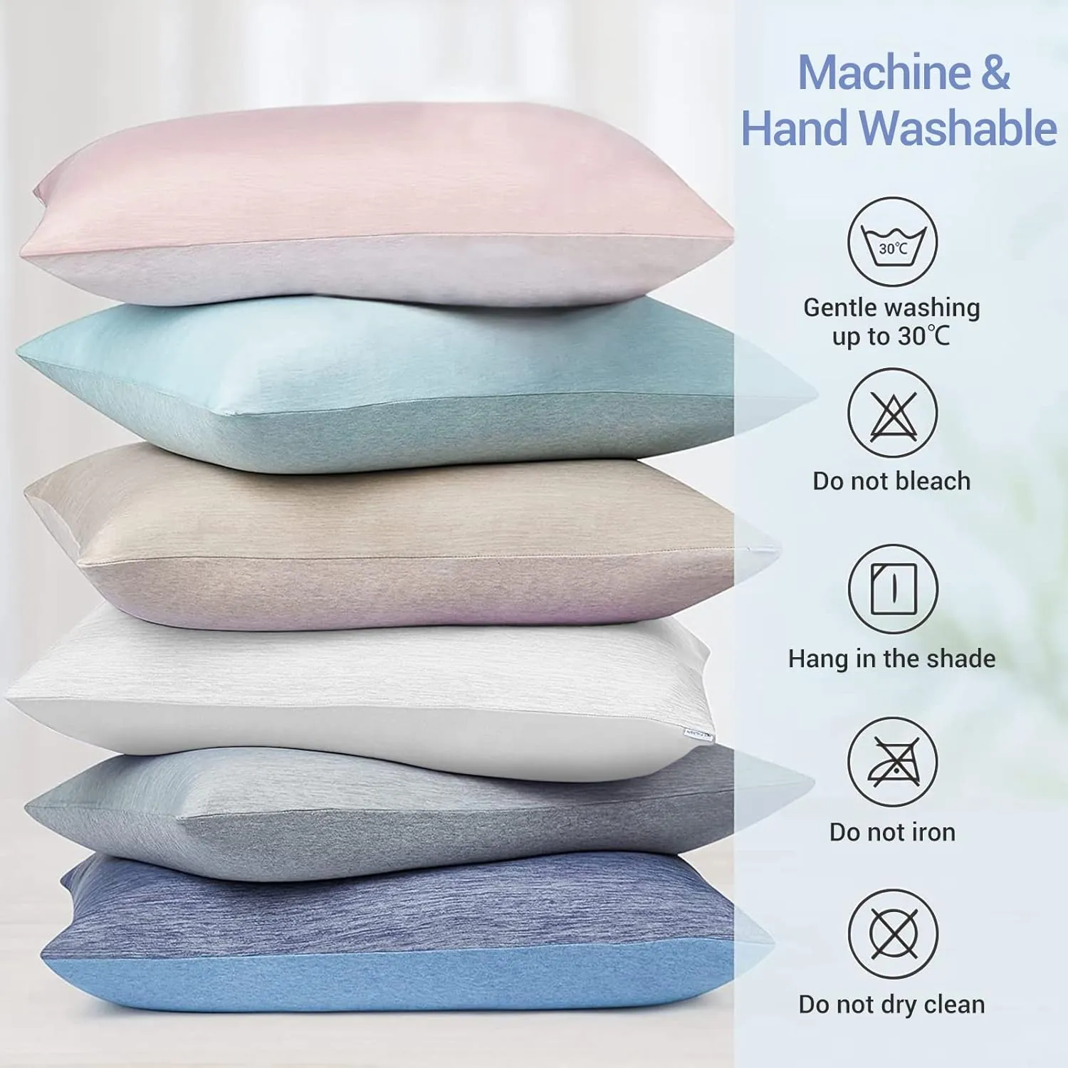 LUXEAR Cooling Pillow Cases King Size, 2 Pack Arc-Chill Cool Pillow Cases with Double-Side Design [Cooling & Cotton], Anti-Static, Skin-Friendly, Hidden Zipper Cold Pillow Cases for Hot Sleepers -Blue