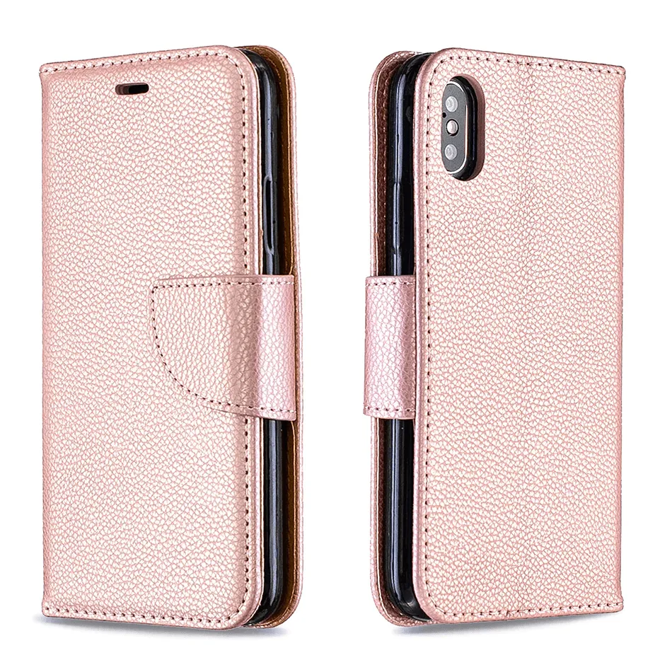 Luxury Litchi Pattern Solid Color Wallet Flip Cases For iPhone 11 Pro Max Cover For iPhone XS Max X XR 6 6S 7 8 Plus Phone Bags