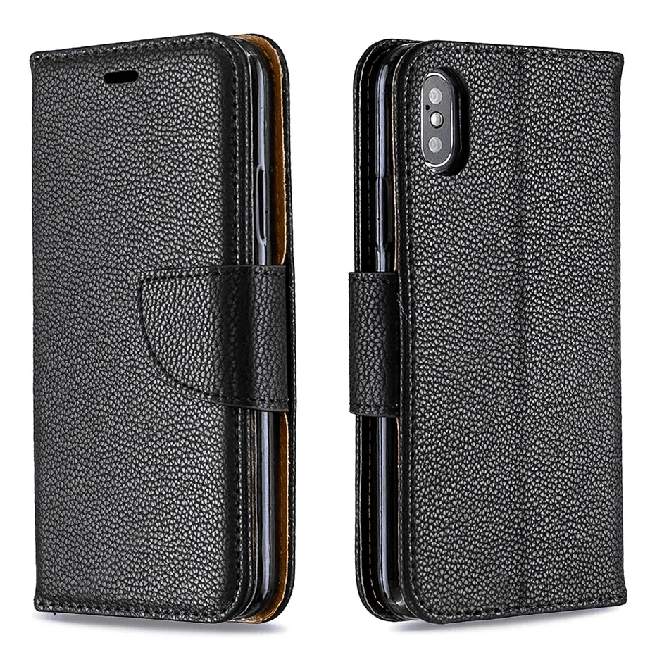 Luxury Litchi Pattern Solid Color Wallet Flip Cases For iPhone 11 Pro Max Cover For iPhone XS Max X XR 6 6S 7 8 Plus Phone Bags