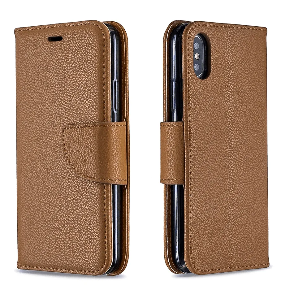 Luxury Litchi Pattern Solid Color Wallet Flip Cases For iPhone 11 Pro Max Cover For iPhone XS Max X XR 6 6S 7 8 Plus Phone Bags