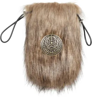 L'VOW Viking Fur Belt Bag Vintage Belt Pouch Portable Drawstring Purse Badge Side Pack Pouch Medieval Cosplay Accessory