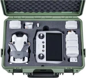 Lykus Titan MM410 Waterproof Hard Case (Green) for DJI Mini 4 Pro/Mini 3/Pro and DJI RC 2/RC/RC-N2/N1, Support 7 batteries and RC lanyard [CASE ONLY]