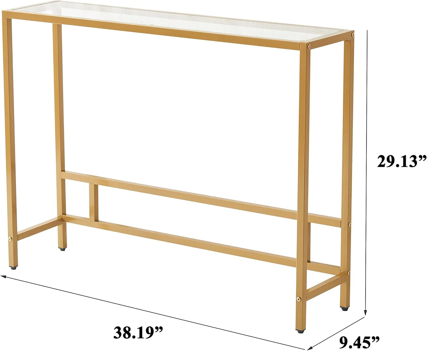 MAJARO Small Modern Console Table for Entryway, Tempered Glass with Golden Metal Frame Sofa Table for Living Room, Hallway, Office