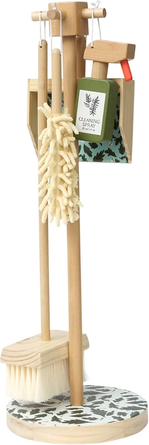 Manhattan Toy Decorative 5-Piece Wooden Pretend Housekeeping Cleaning Set for Kids 3   Year Old and Up
