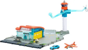 Matchbox Toy Car Playset, Takeoff Adventure Airport Set with Die-Cast Audi in 1:64 Scale, Plastic Plane, Take-Off & Landing Feature & Storage