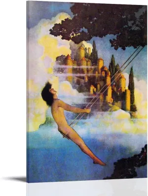 Maxfield Parrish Painters' Works（The Dinky Bird）Printing Posters Decorative Painting Canvas Wall Art Living Rooms Bedroom Painting 08x12inch(20x30cm)