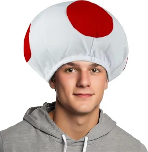 MCJC Mushroom Hat Halloween Red White Spotted Toad Costume for Adult Cosplay Headwear Party Toadstool Hat Accessory