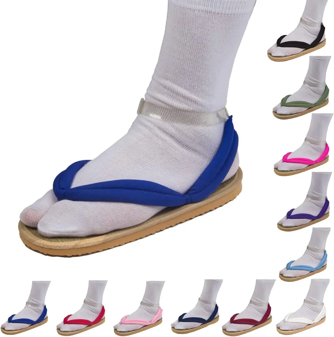 MEADOO Unisex Tanjirou Shinobu Zenitsu Cosplay Clog Shoes Kimetsu no Yaiba Cosplay Geta Sandals Prop Oshitari with Socks