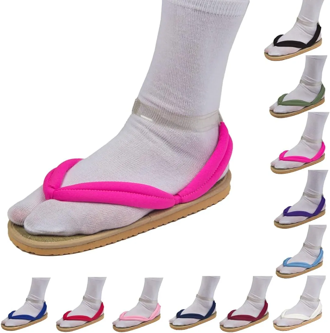 MEADOO Unisex Tanjirou Shinobu Zenitsu Cosplay Clog Shoes Kimetsu no Yaiba Cosplay Geta Sandals Prop Oshitari with Socks