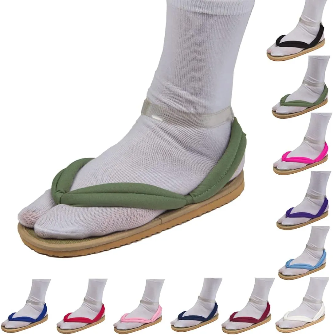 MEADOO Unisex Tanjirou Shinobu Zenitsu Cosplay Clog Shoes Kimetsu no Yaiba Cosplay Geta Sandals Prop Oshitari with Socks