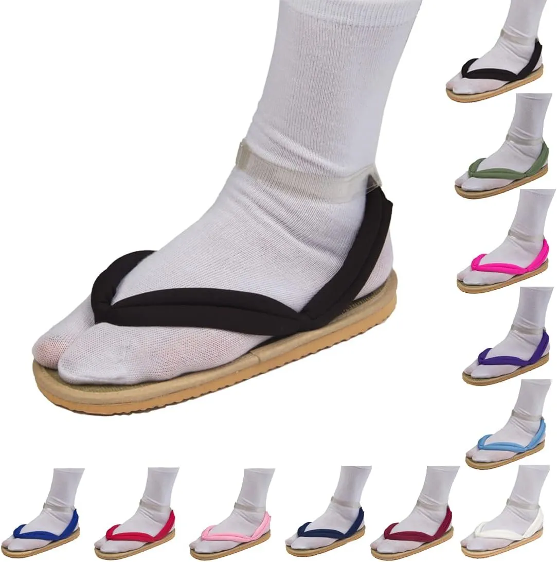 MEADOO Unisex Tanjirou Shinobu Zenitsu Cosplay Clog Shoes Kimetsu no Yaiba Cosplay Geta Sandals Prop Oshitari with Socks