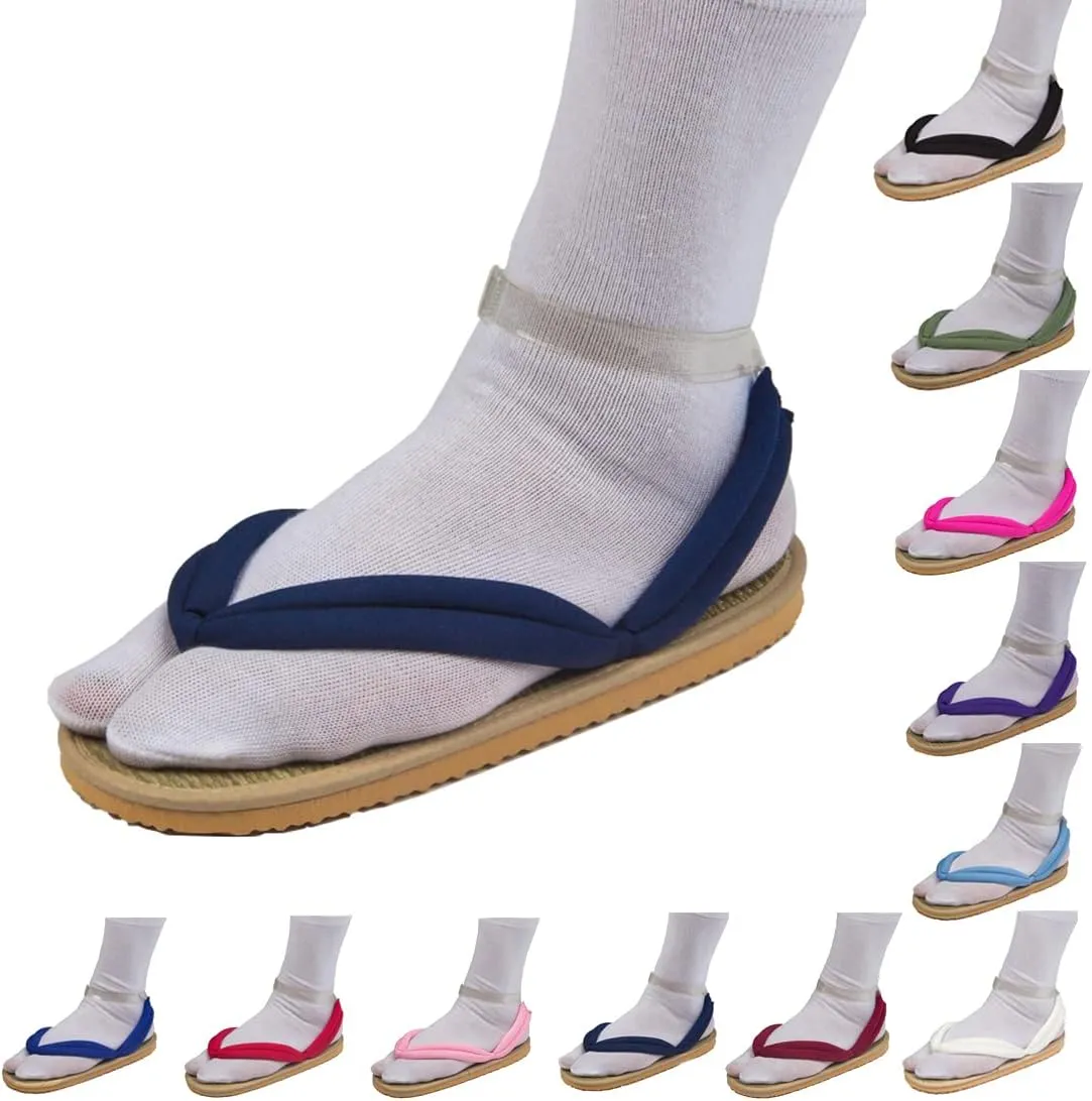 MEADOO Unisex Tanjirou Shinobu Zenitsu Cosplay Clog Shoes Kimetsu no Yaiba Cosplay Geta Sandals Prop Oshitari with Socks