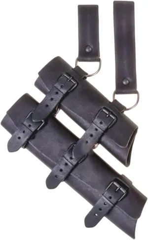 Medieval Renaissance Double Sword Holster, PU Leather Shoulder Back Belt Sword Frog Scabbard Holder Adjustable Strap, Costume Cosplay Prop Black Brown