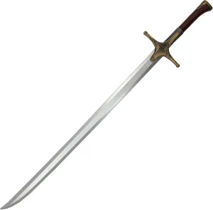 MedievalDepot Iris Olgierd Foam Sword – Overall 42.5” – Fiberglass Core, Golden Handle & Silver Blade, Wooden Color Hilt – Cosplay & Display Fantasy Prop