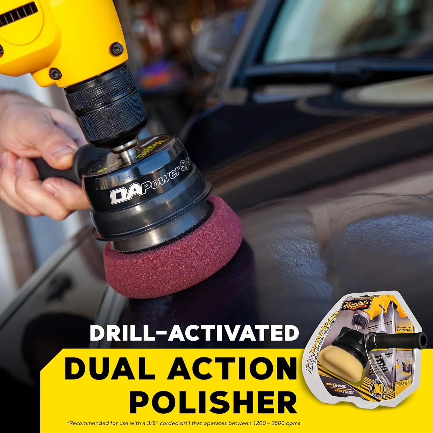 Meguiar's G3500 Dual Action Power System Tool, Boost Your Auto Care Arsenal with This Car Detailing Tool, Apply Product and Remove Imperfections, Conveniently Attaches to Most Standard Drills