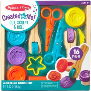 Melissa & Doug Created by Me Cut, Sculpt, and Roll Modeling Dough Kit With 8 Tools and 4 Colors of Modeling Dough Stampers, Arts And Crafts For Kids Ages 3 