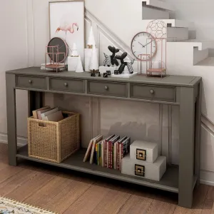 Merax Khaki Classic Console Table with Storage Drawers for Entryway Hallway, Living Room, 1 Set