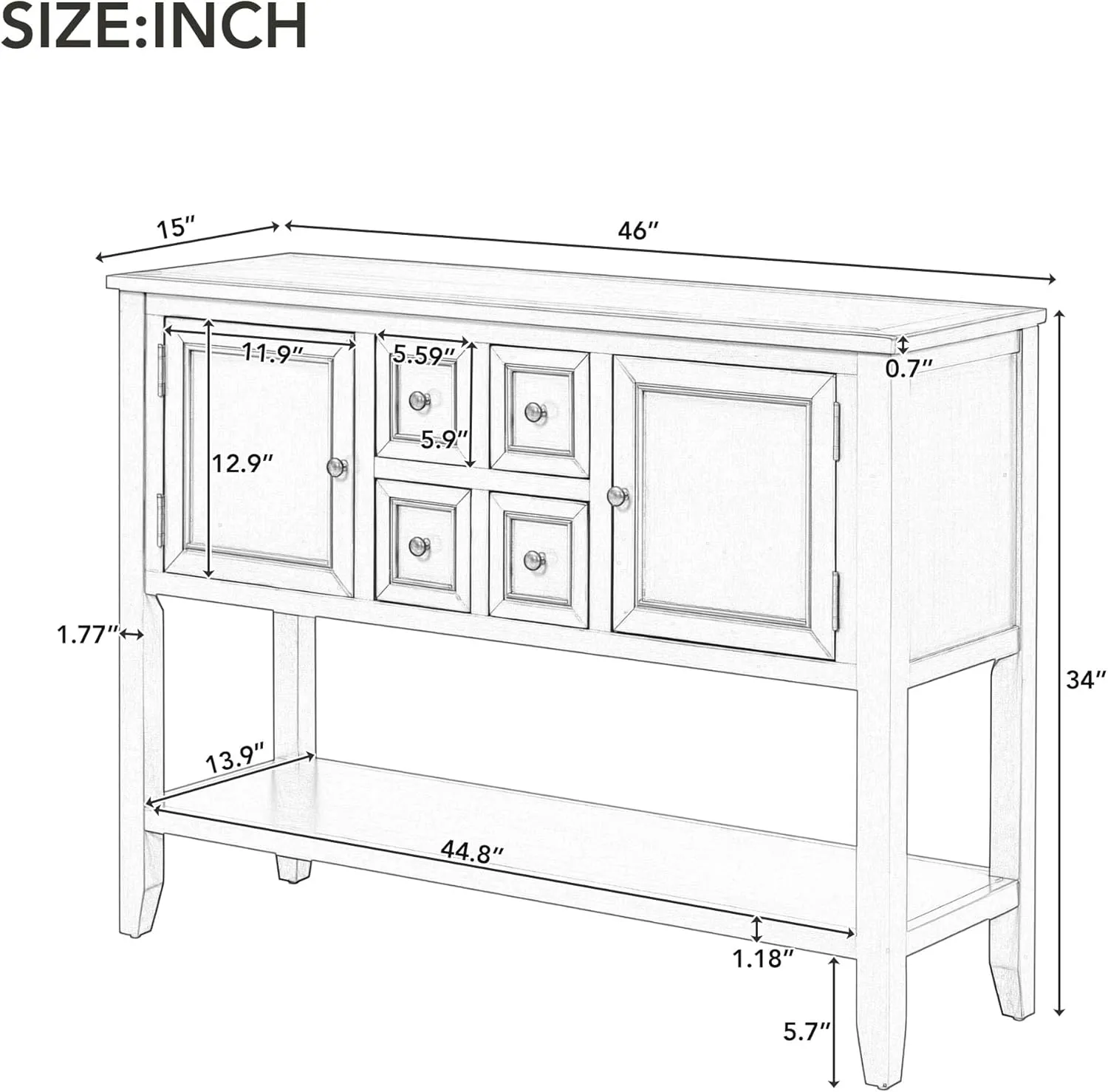 Merax Modern Wood Buffet Sideboard with Drawers and Bottom Shelf Console Table for Living Room Dinning Room Kitchen (Light Navy)