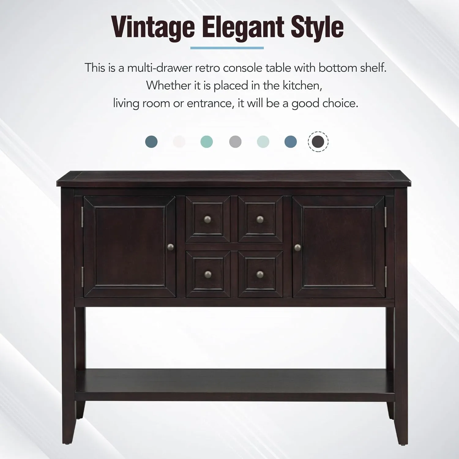 Merax Wood Farmhouse Buffet Table with Storage Shelf, 2 Drawers and Cabinets Buffet Coffee Bar Cabinet for Living Room Dinning Room Kitchen, Espresso