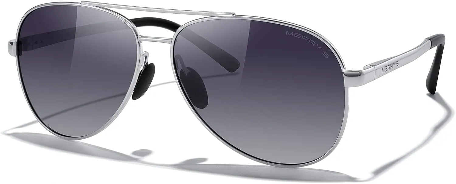 MERRY'S Aviator Sunglasses for Men Women - Polarized Driving Sun glasses Mirrored Lens UV 400 Protection 58 MM