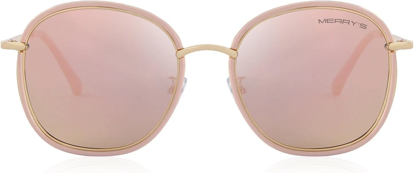 MERRY'S Polarized Sunglasses for Women Retro Oversized Sun Glasses Metal Temple S6108