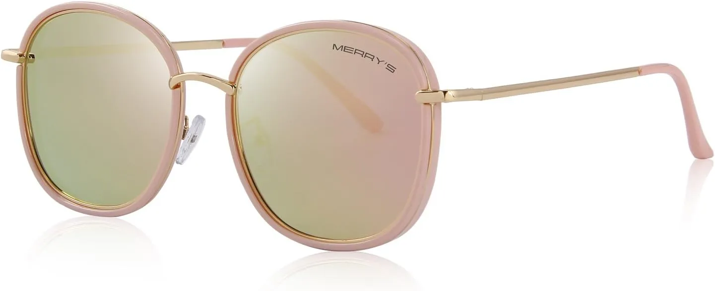 MERRY'S Polarized Sunglasses for Women Retro Oversized Sun Glasses Metal Temple S6108