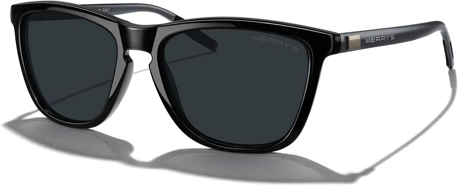 MERRY'S Unisex Polarized Sunglasses for Women Men Classic Retro Designer Style Aluminum Legs