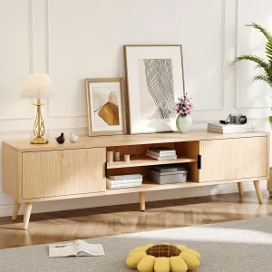 Mid Century TV Stand, Modern TV Console for TVs up to 70 Inches, Entertainment Center with Storage, TV and Media Consol, 62 Inch (Natural)