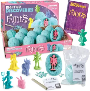 MindWare Dig It Up! Discoveries Fairies Dig Kit – 12 Surprise Eggs and 12 Fairies Toys for Girls & Boys - Great for Birthday Party Kids Activities - Ages 4 and Up