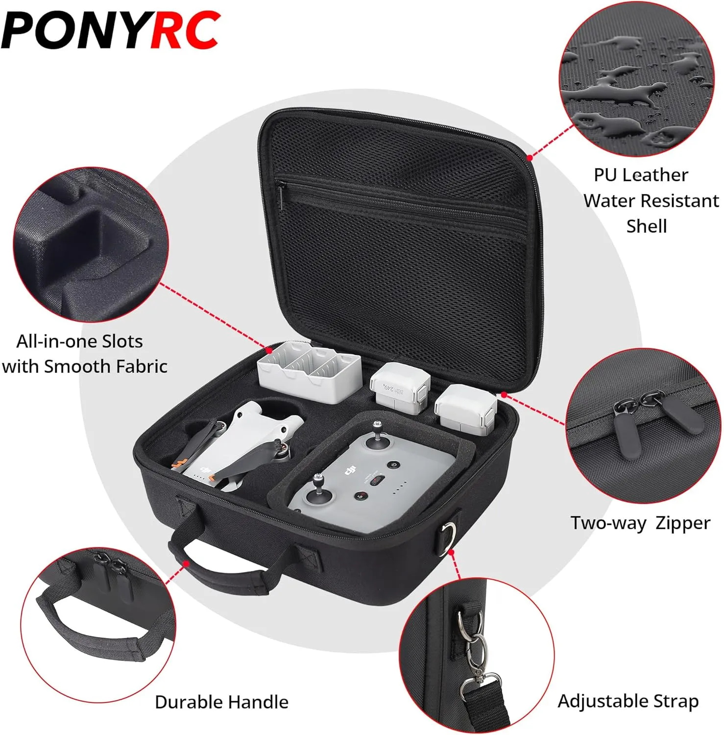 Mini 3 Carrying Case - Portable Travel Shoulder Bag for DJI Mini 3 Pro Compatible with DJI RC/RC-N1 Remote Controller, Battery, Charging Hub and Other Drone Accessories