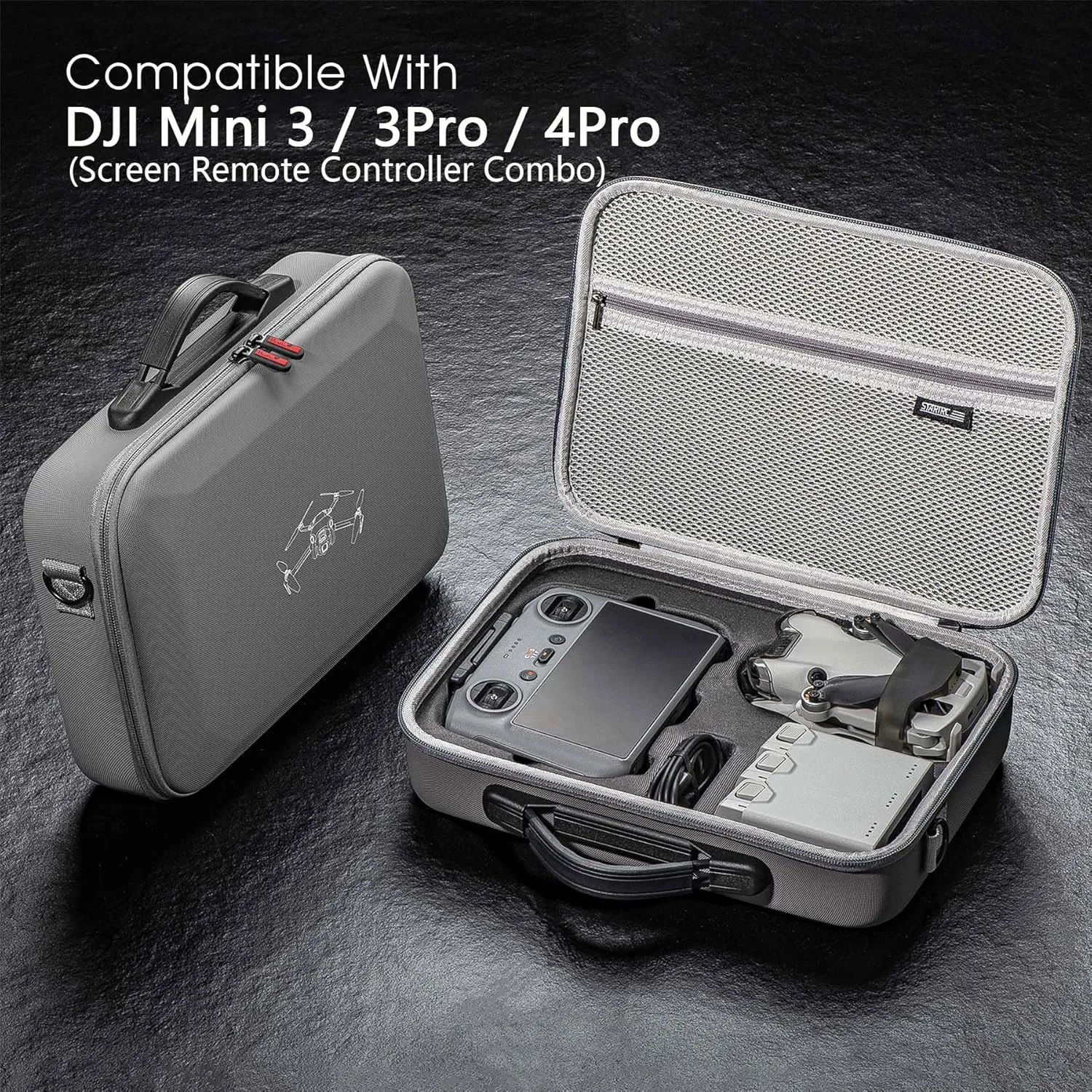 Mini 3 Case, Carrying Case for DJI Mini 4 Pro/ 3 /3Pro RC Screen Controller Combo, Waterproof Portable Bag for DJI Mini3 Pro and Mini4 Pro Accessories