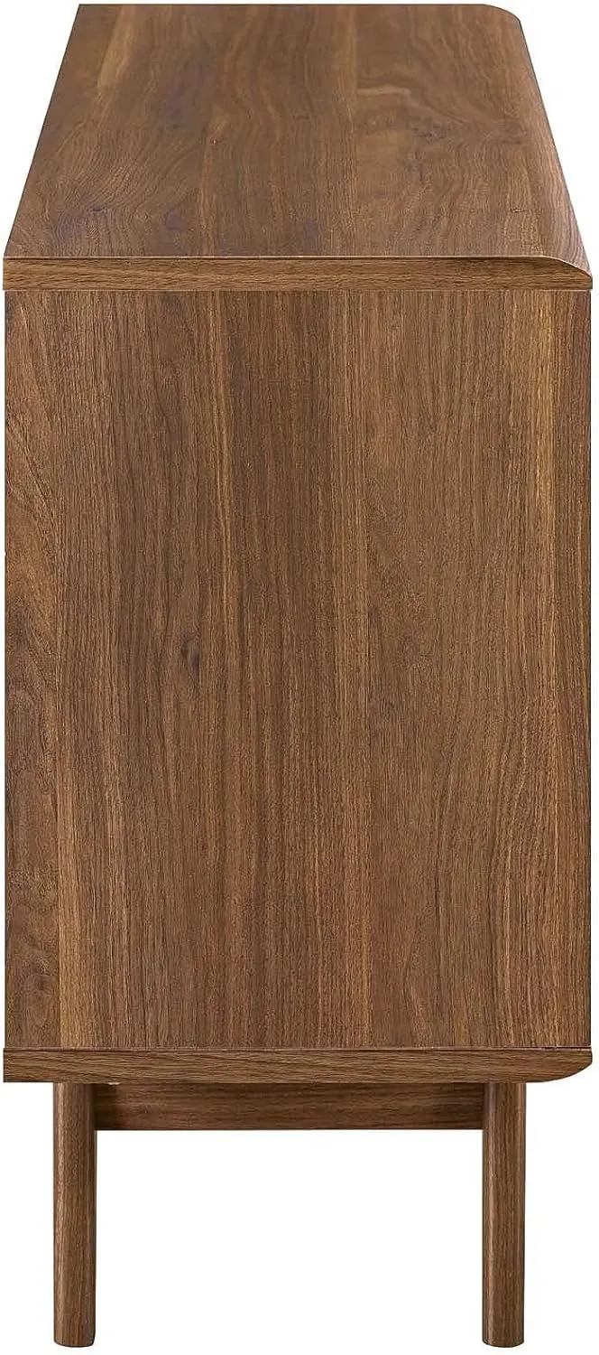 Modway Render Mid-Century Modern Two-Tier Display Stand in Walnut