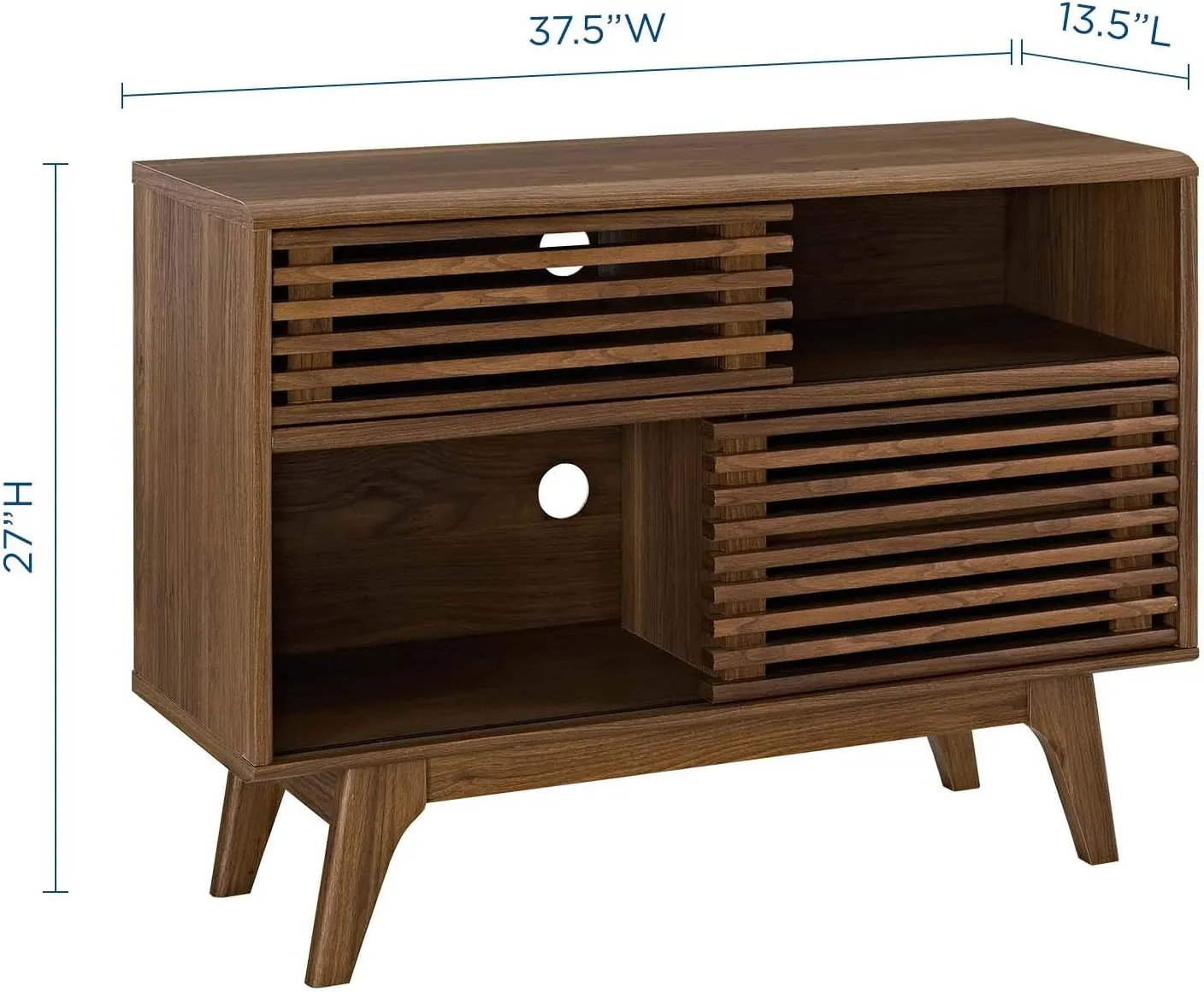 Modway Render Mid-Century Modern Two-Tier Display Stand in Walnut