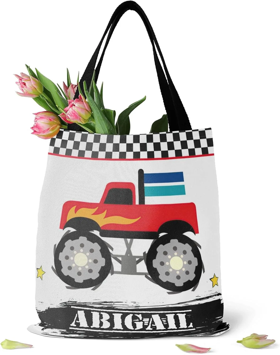 Monster Truck Canvas Tote Bag Aesthetic Reusable Grocery Shopping Bags Shoulder Bag Book Tote Gifts