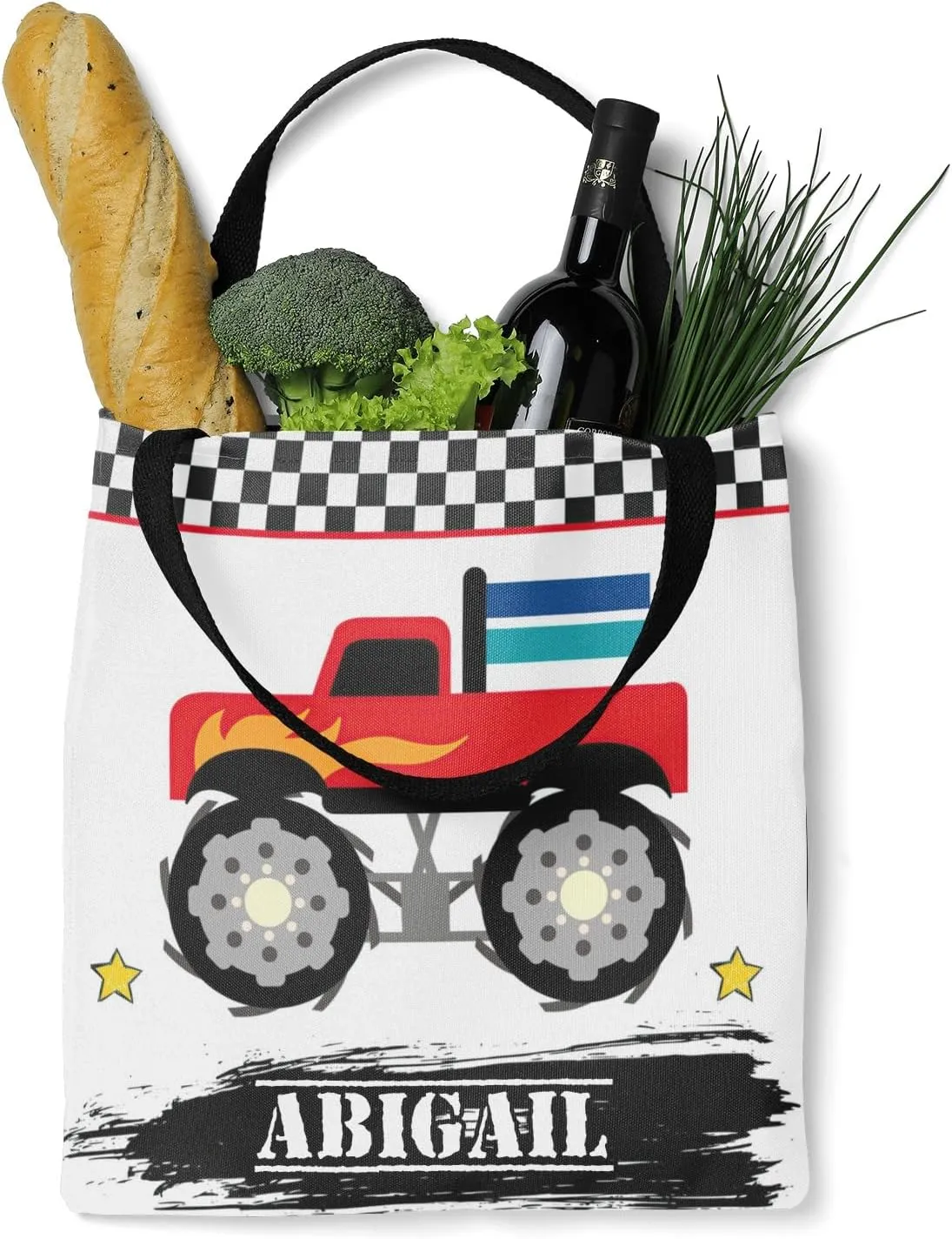 Monster Truck Canvas Tote Bag Aesthetic Reusable Grocery Shopping Bags Shoulder Bag Book Tote Gifts