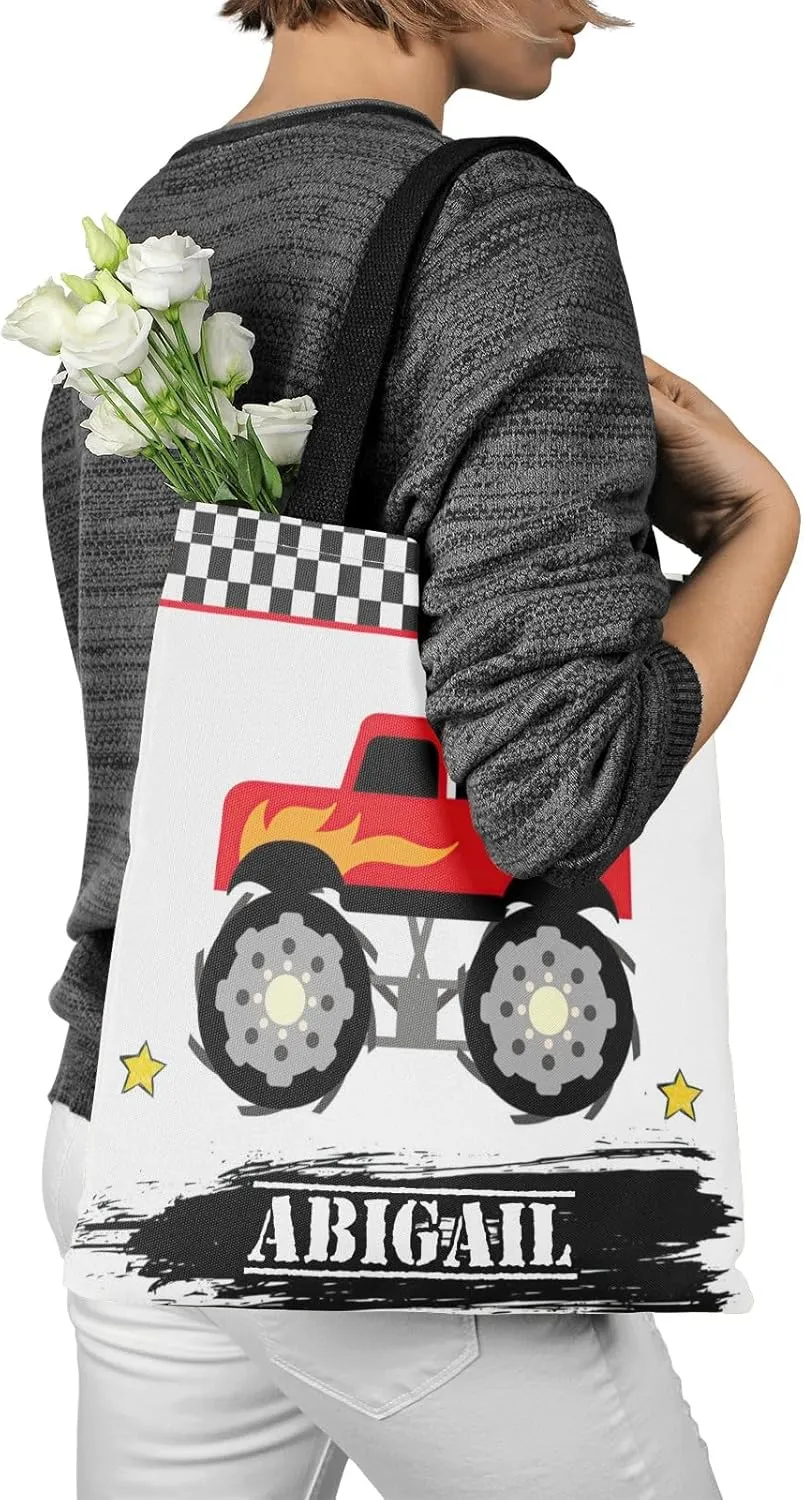 Monster Truck Canvas Tote Bag Aesthetic Reusable Grocery Shopping Bags Shoulder Bag Book Tote Gifts