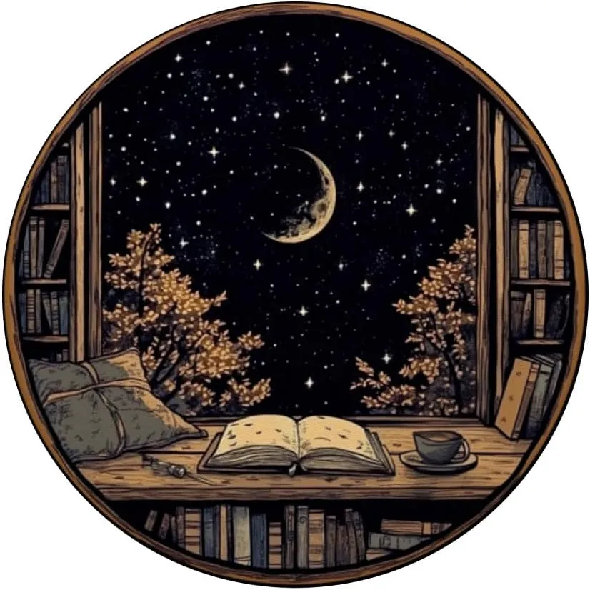 Moon Book Bookshelf Library Coffee Cup Star Stars Pattern PopSockets Adhesive PopGrip