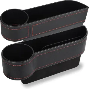 MORDEN MS 2 Pack Car Seat Gap Filler Organizer, Automotive Front Seat Storage with Cup Holder, Auto Console Side Extra Storage Boxes - Passenger & Driver Side