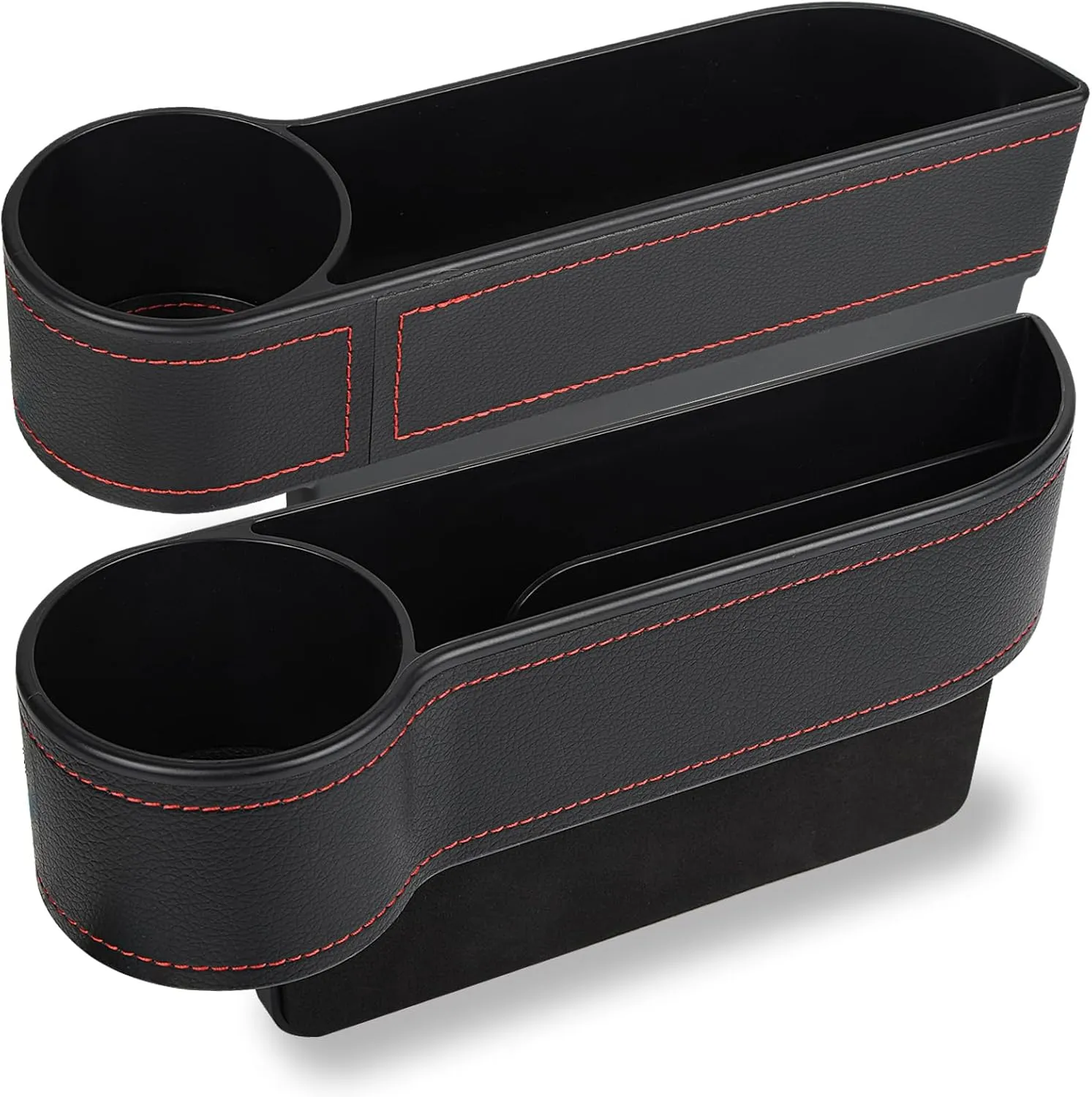 MORDEN MS 2 Pack Car Seat Gap Filler Organizer, Automotive Front Seat Storage with Cup Holder, Auto Console Side Extra Storage Boxes - Passenger & Driver Side