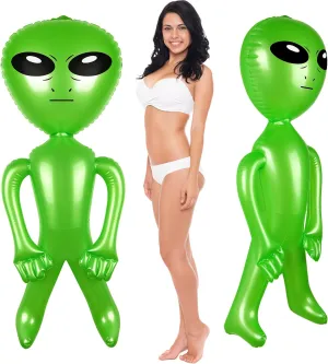 Mototo 2 Pieces Giant Inflatable Alien 63 Inch Jumbo Green Blow Up Alien Inflatable Prop Toy Indoor Outdoor for Game Prize Birthday Space Theme Party Favor Halloween Easter Christmas Yard Decoration