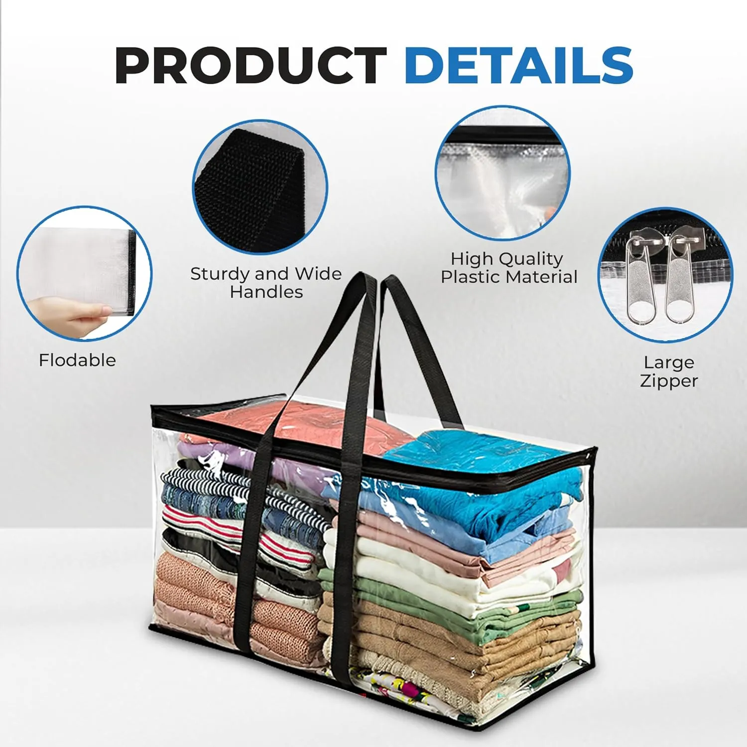 Moving Bags with Handles 25x14x12 - Large Zippered Storage Totes for Packing and Organizing, Ideal for College Students and Travel, 2 Pack